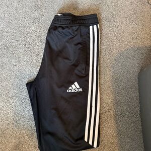 Adidas Kids Black Joggers with White Stripes
